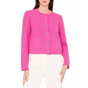 NEW MILLY sade textured cardigan in magenta